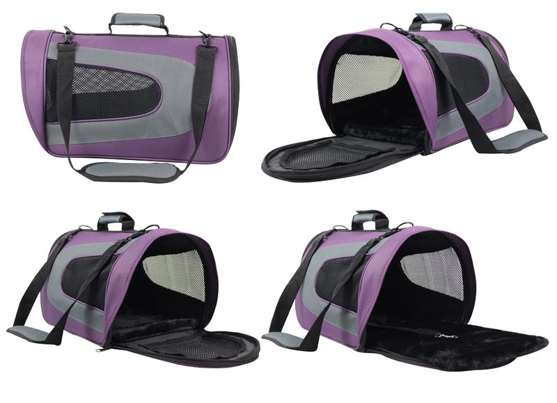 EliteField Deluxe Soft Pet Carrier (3 Year Warranty, Airline Approved), Multiple Sizes and Colors Available (18" L x 10" W x 11" H, Purple+Gray) - Image 4